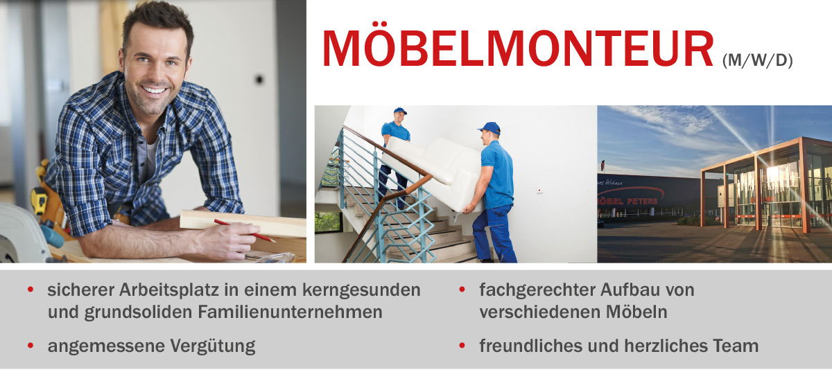 Stellenangebot Möbelmonteur (m/w/d) in Dorsten, Möbel Peters