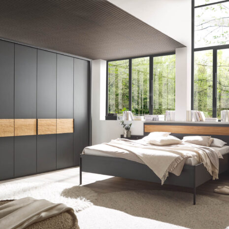 ACAPULCO_3_Graphit-D.,Abs.Riffholz_DTS300cm,H236cm m.PPT_Bett 180x200cm_Naka 1SK schwebend m.Paneel