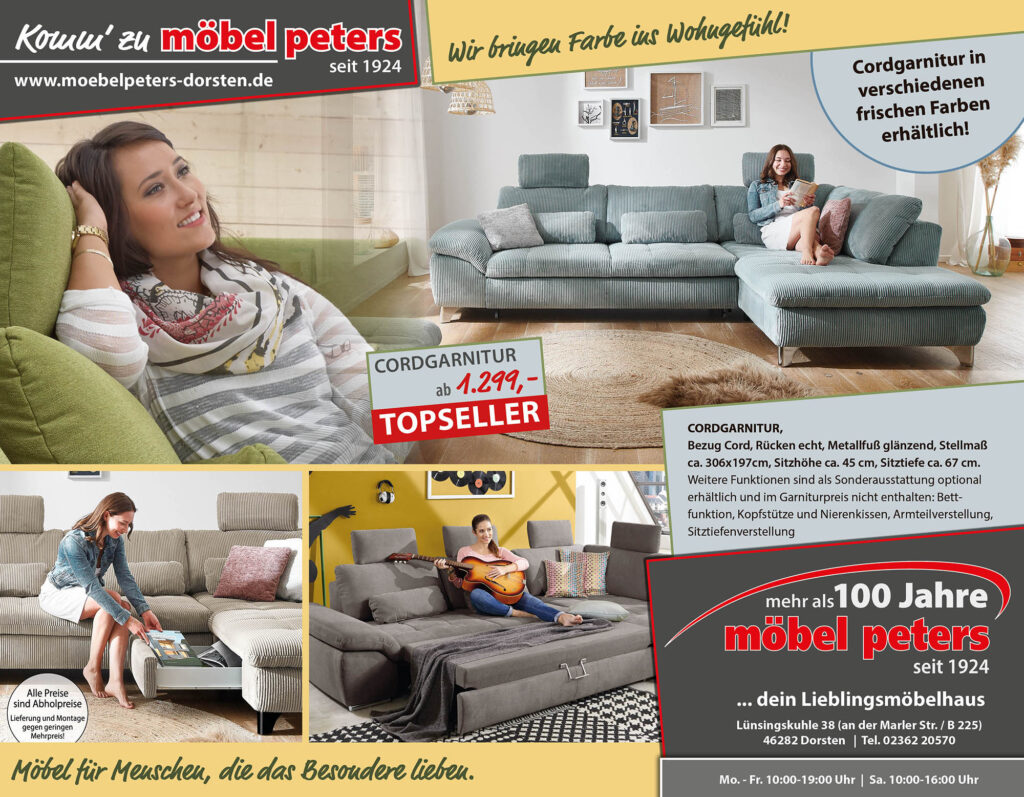 Werbung Garnitur Wohnen Möbel Peters Dorsten